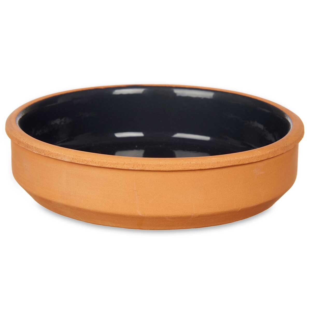 Naczynia gliniane, miski ze szkliwionym wnętrzem, czarne