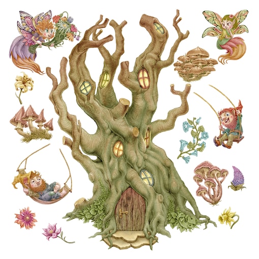 Zestaw naklejek na ścianę, Wróżkowy las, 130cm
