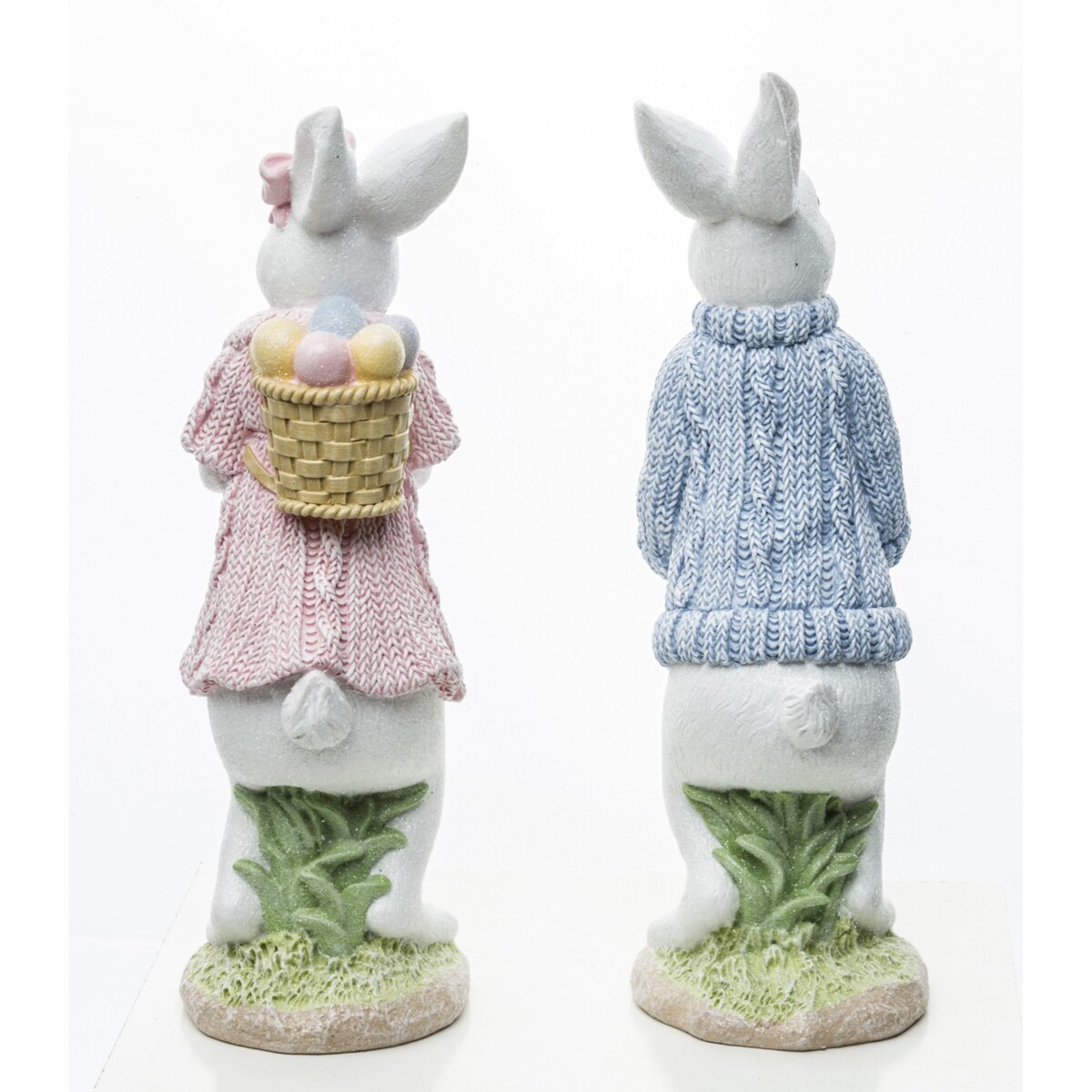 Dekoracja - para eleganckich króliczków z pisankami 26x8x8,5 cm