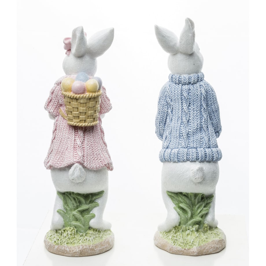 Dekoracja - para eleganckich króliczków z pisankami 26x8x8,5 cm