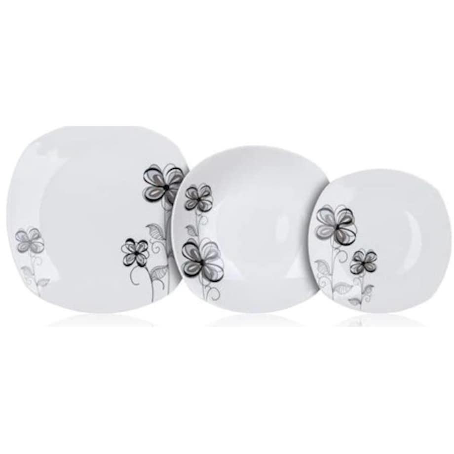 TALERZE OBIADOWE ZESTAW na prezent jadalnia 18ele kwadratowe kwiaty box