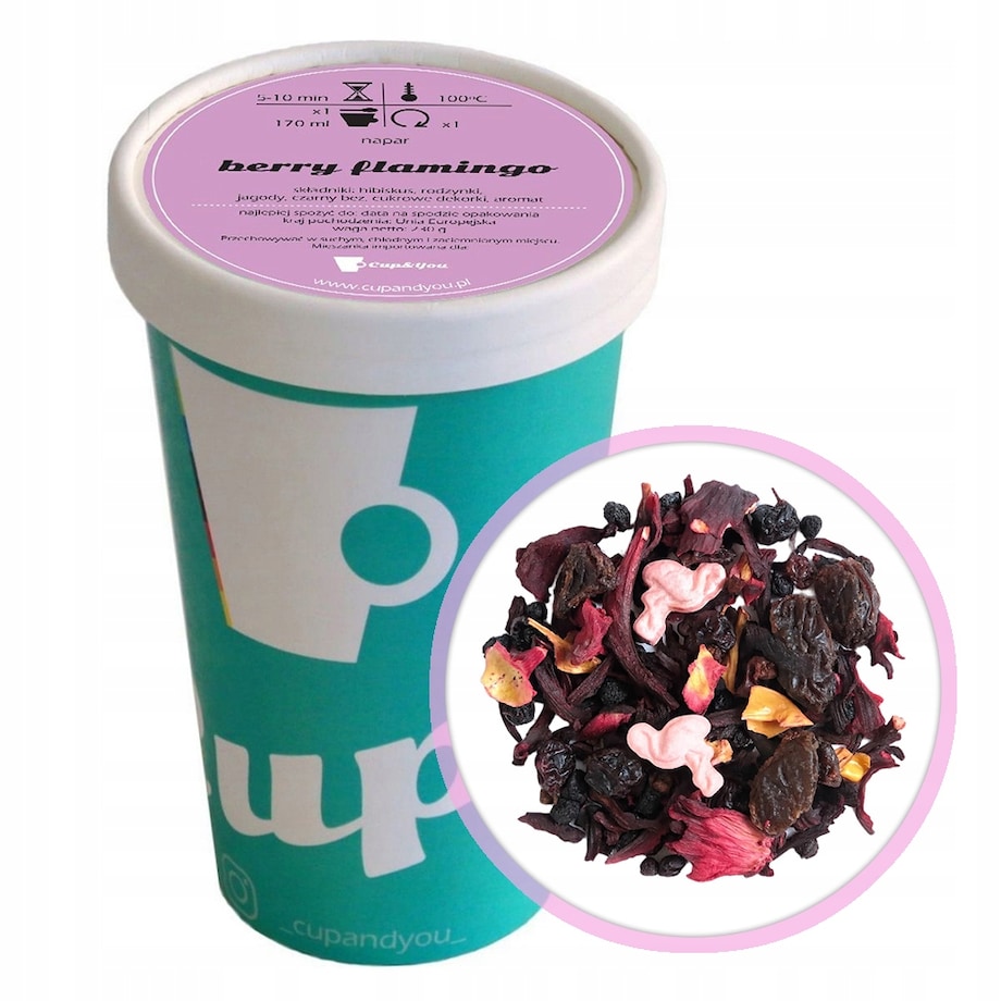 Sypana herbata owocowa Berry Flamingo jagoda rodzynki 230g napar premium