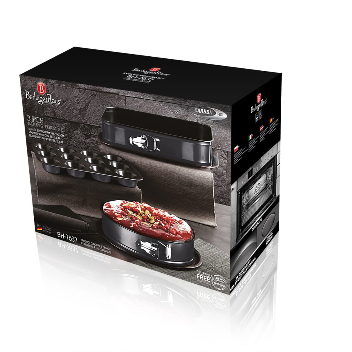 Zestaw 3 form do pieczenia ciasta BERLINGER HAUS Carbon Pro