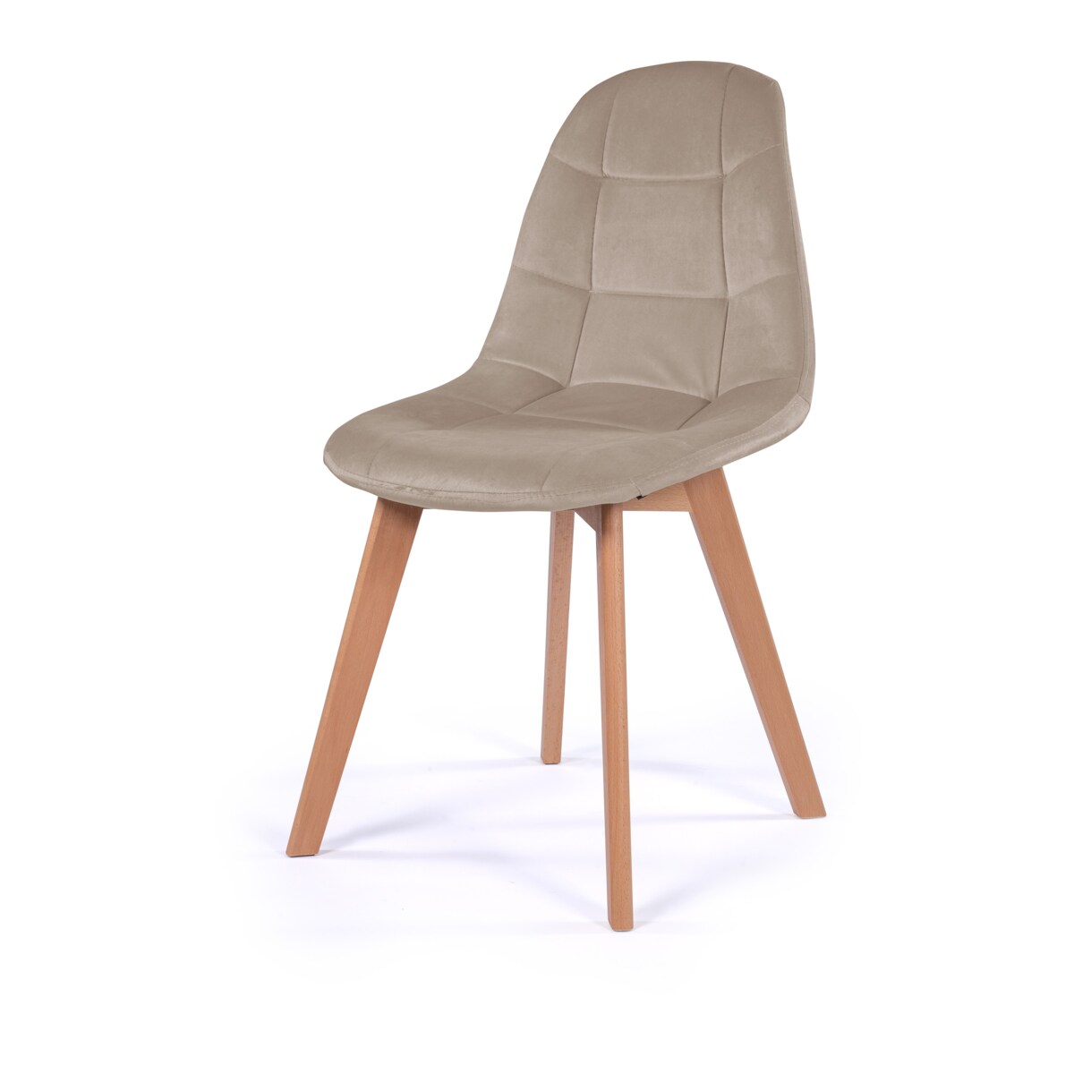 Krzesło tapicerowane skandynawskie welur VEGAS ciemnobeżowy