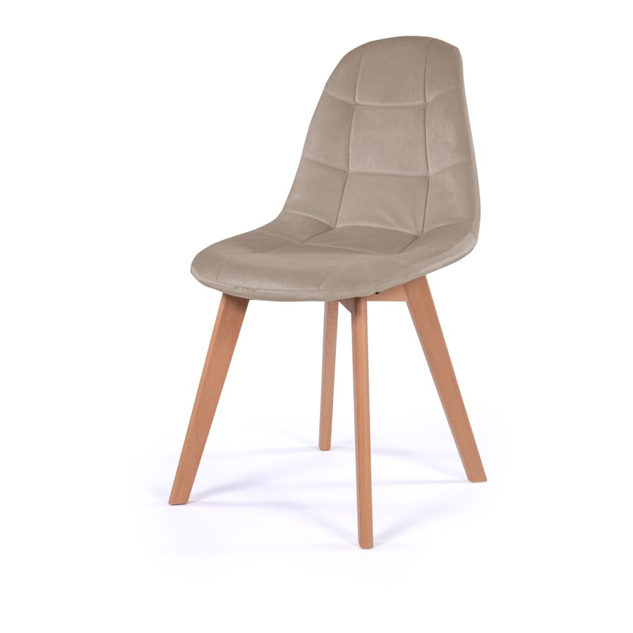 Krzesło tapicerowane skandynawskie welur VEGAS ciemnobeżowy