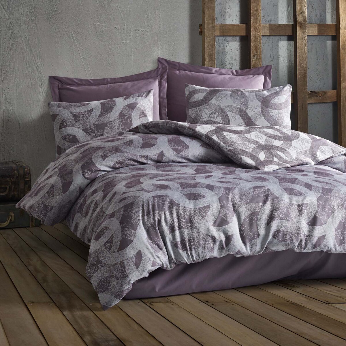 Pościel bawełniana 160x200 Cottonlove Jacquard Spoty Purple