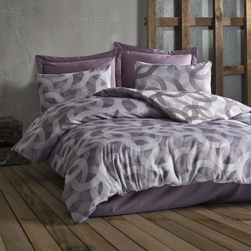 Pościel bawełniana 160x200 Cottonlove Jacquard Spoty Purple