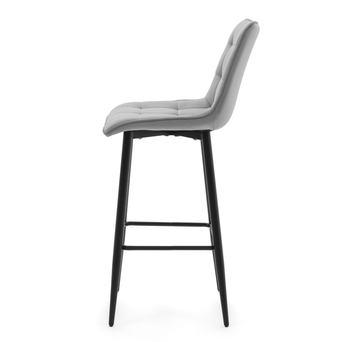 Hoker tapicerowany barowy welurowy CHIC jasnoszary do salonu jadalni