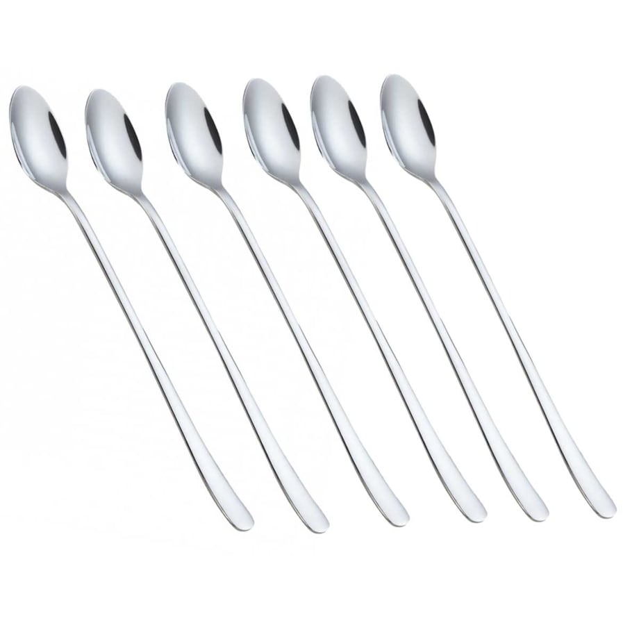 Łyżeczki koktajlowe długie do drinków kawy latte zestaw 6 sztuk Połysk KINGHOFF