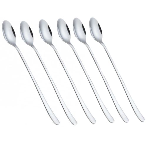 Łyżeczki koktajlowe długie do drinków kawy latte zestaw 6 sztuk Połysk KINGHOFF