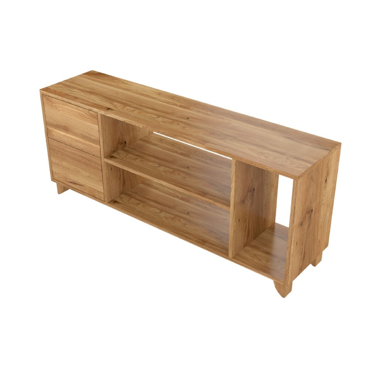 Drewniana szafka Rtv dębowa Visby Viveca na nóżkach/ Lakier naturalny