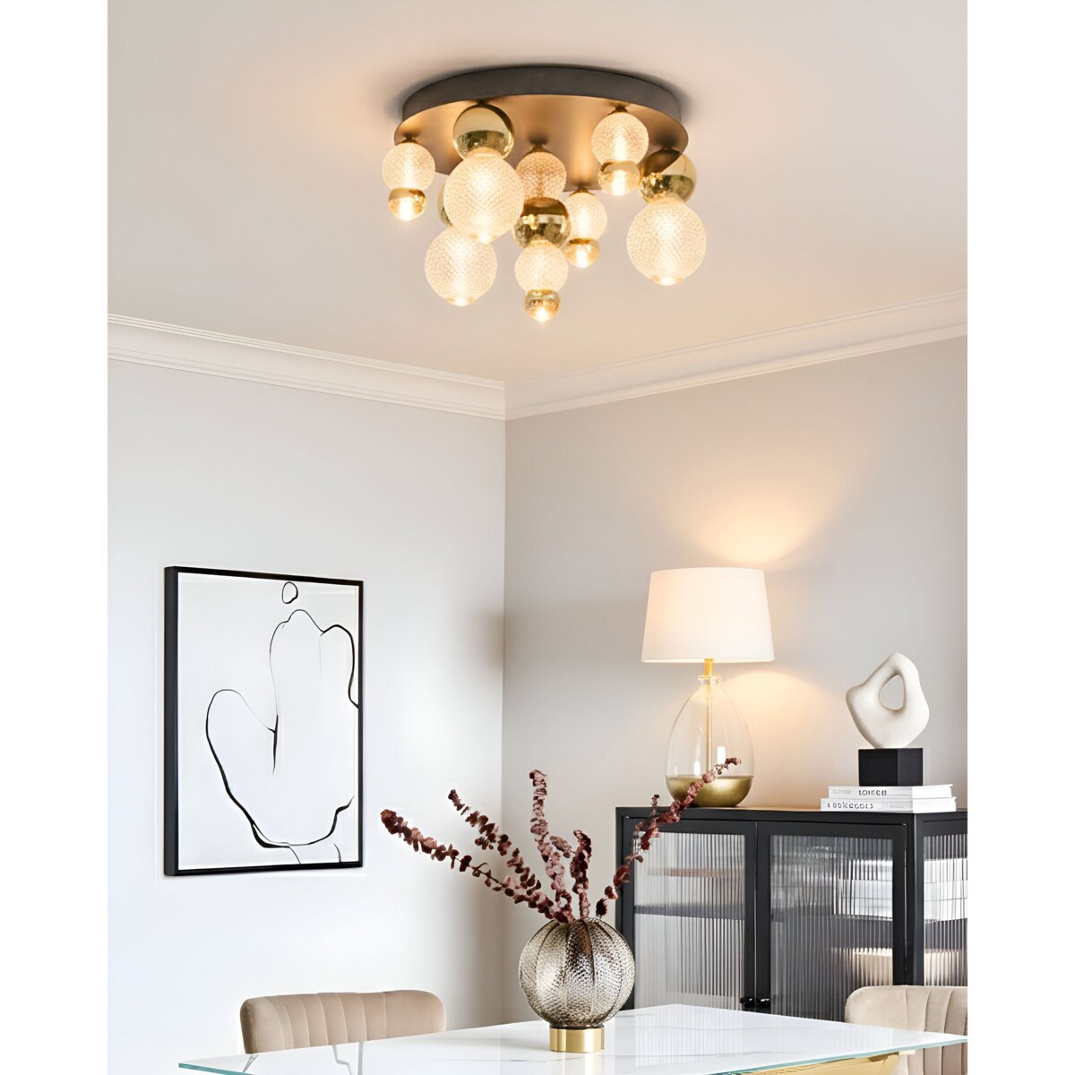 Lampa sufitowa LED SORA Szkło Złoty