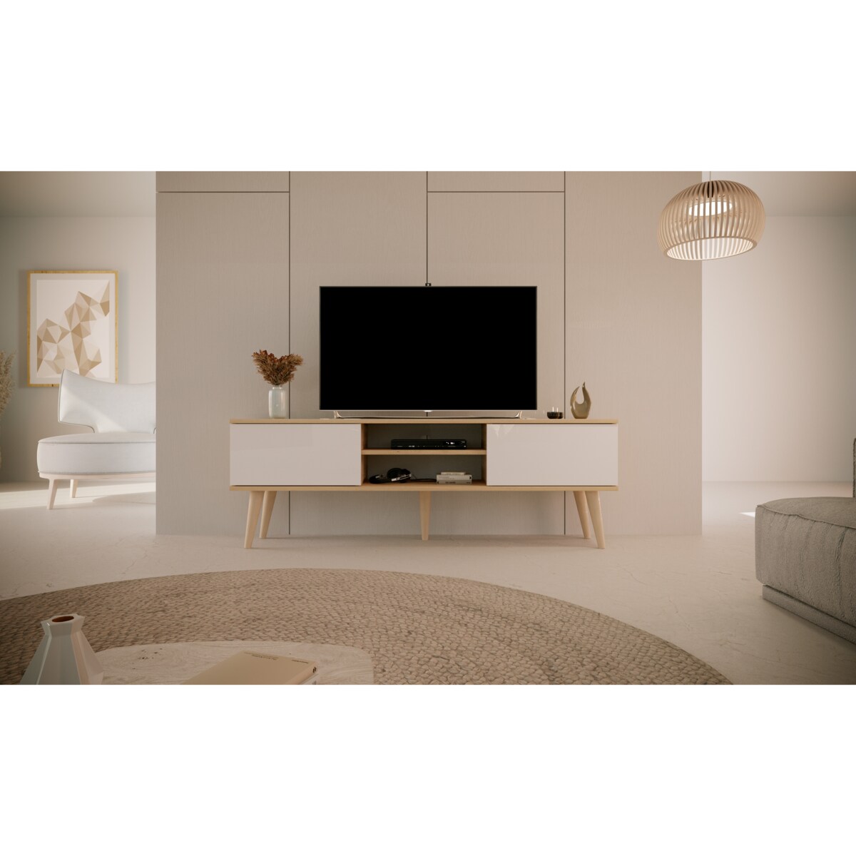 Szafka RTV Toronto 160 dąb artisan & biały