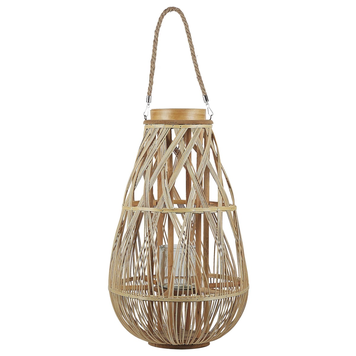 Lampion drewniany 56 cm naturalny TONGA