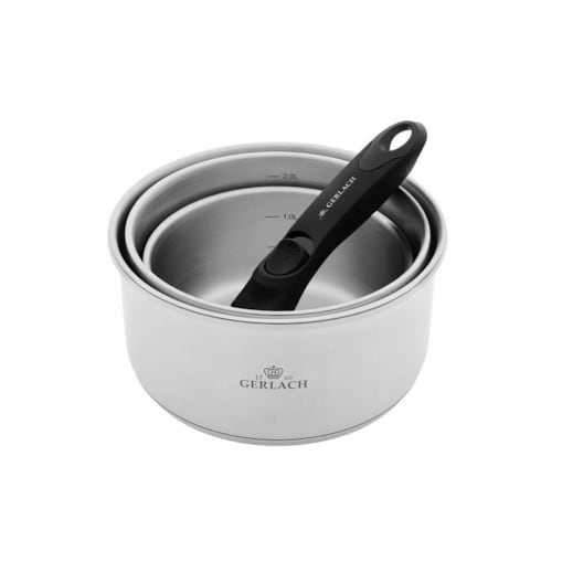 Zestaw Garnków Gerlach 4 Elementów Smart Steel indukcja 4 Pokrywki, Rączka