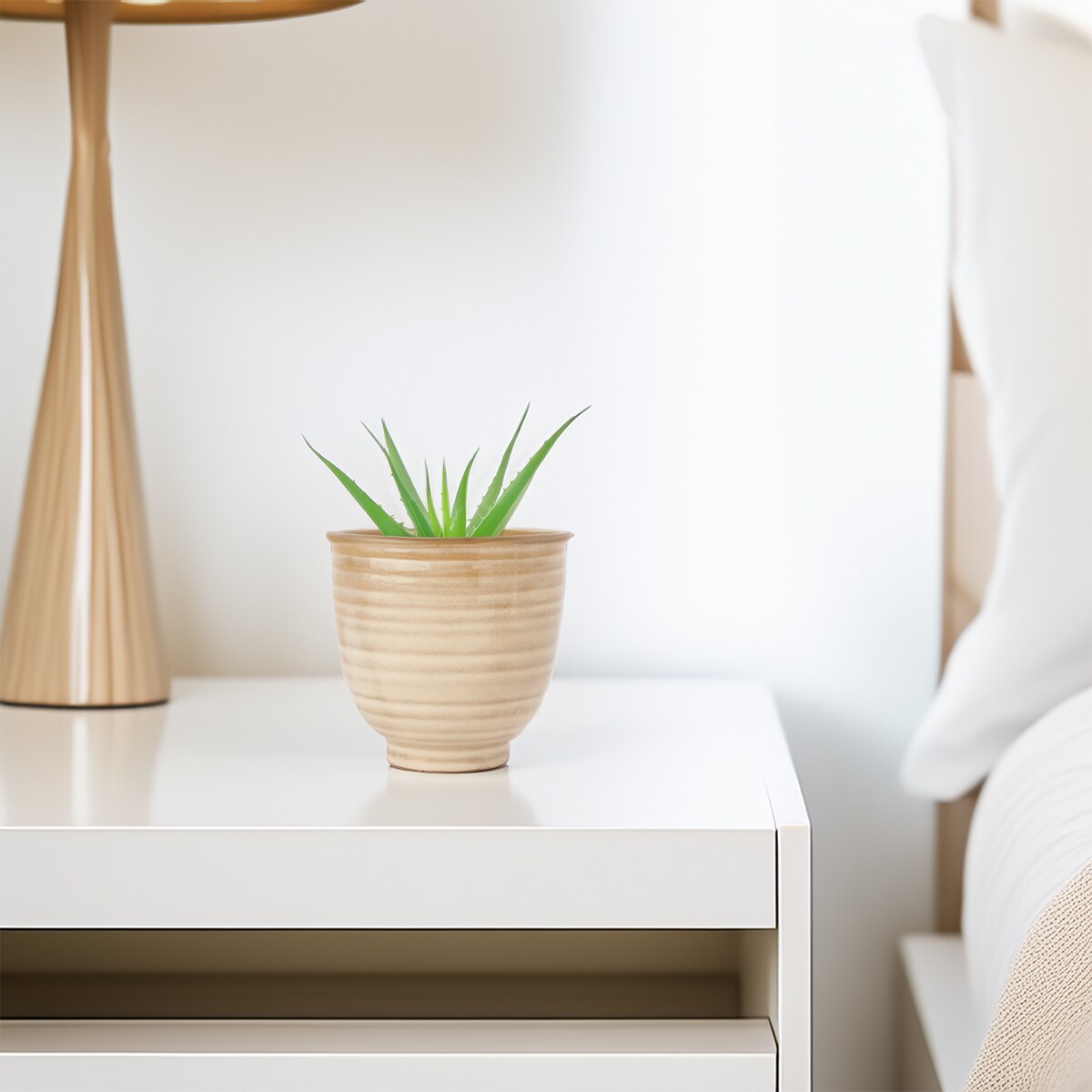 DONICZKA DO STORCZYKA BEŻOWA 12cm skandynawska osłonka na parapet kwiaty