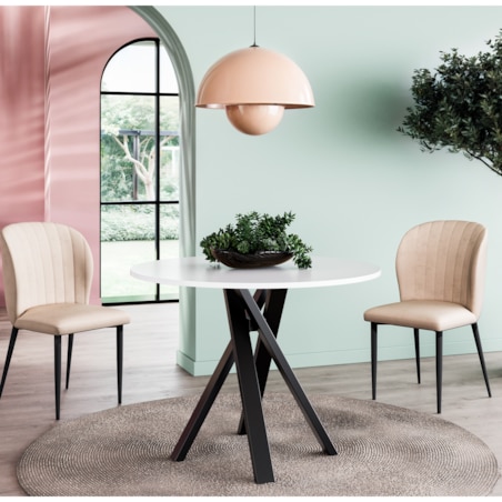 Okrągły stół IGO na matealowej podstawie średnica blatu 110cm- biały