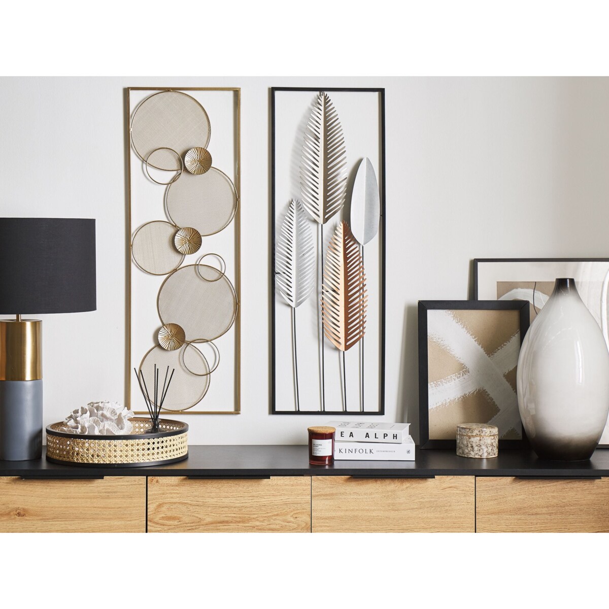 Dekoracja ścienna Liść NIOBIUM Metal 90 cm Srebrny