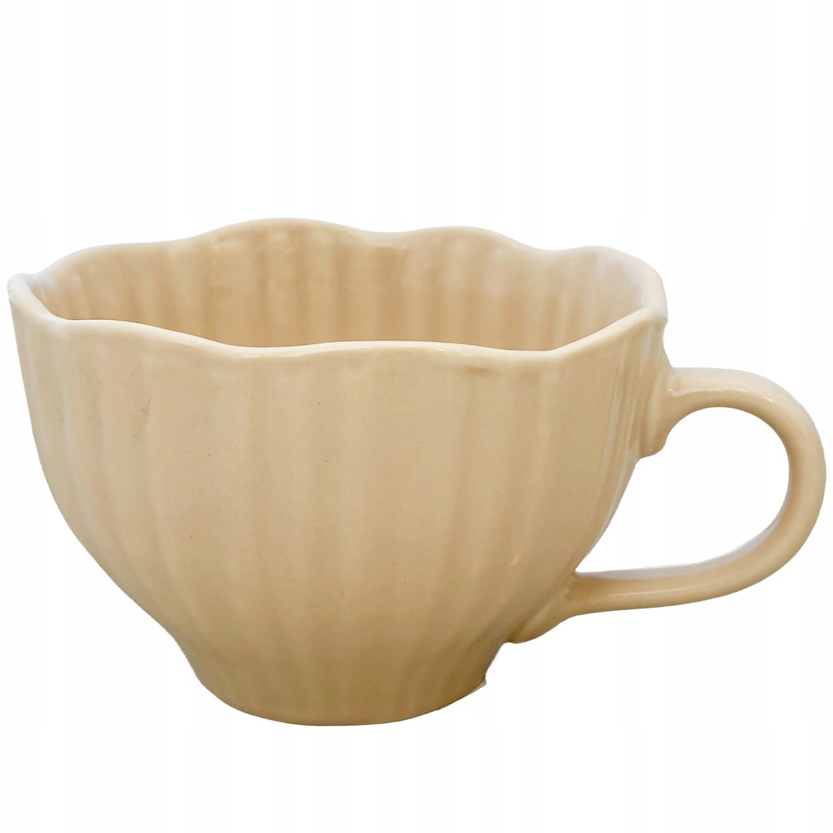 KUBEK CERAMICZNY 280ml BEŻOWY DO KAWY HERBATY Z UCHWYTEM NA KAWĘ HERBATĘ