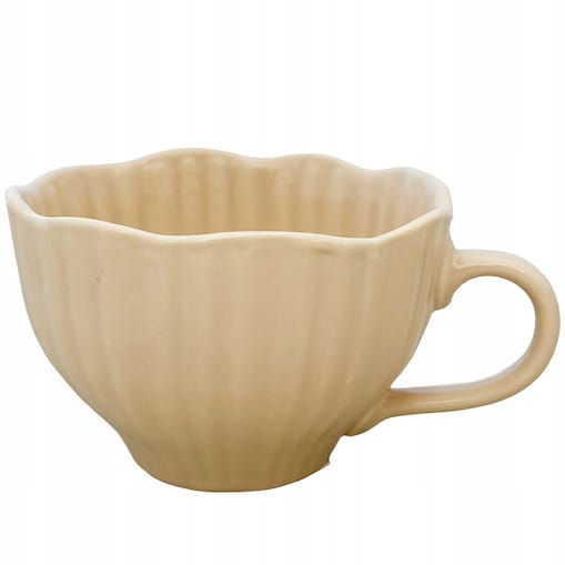 KUBEK CERAMICZNY 280ml BEŻOWY DO KAWY HERBATY Z UCHWYTEM NA KAWĘ HERBATĘ