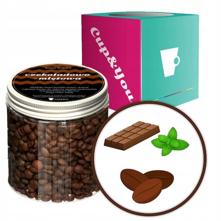 Kawa aromatyzowana smak CZEKOLADOWO - MIĘTOWA ziarnista ARABICA 200g na prezent upominek dla kobiety mężczyzny faceta mamy taty żony męża
