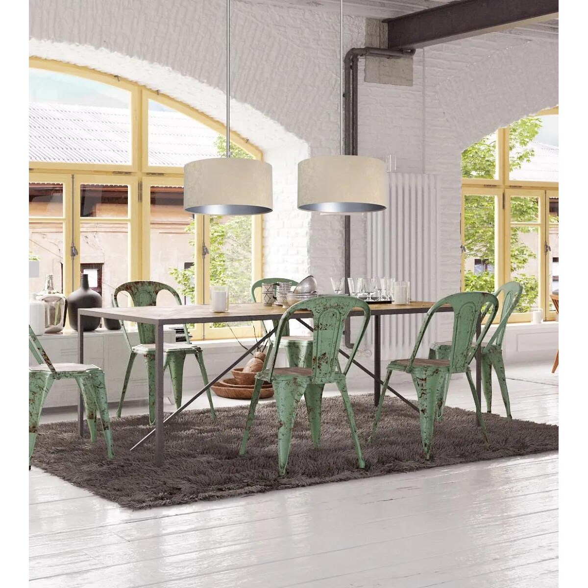 Lampa wisząca HOME 50 beżowa/srebrna