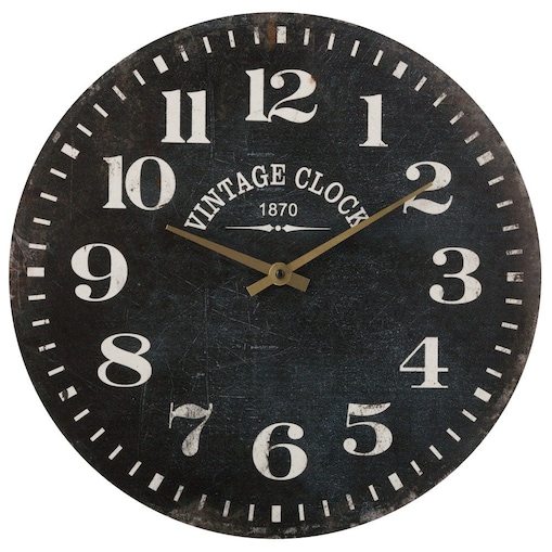 Zegar na ścianę drewniany, zegar ścienny z czytelnymi cyframi, Ø 38 cm