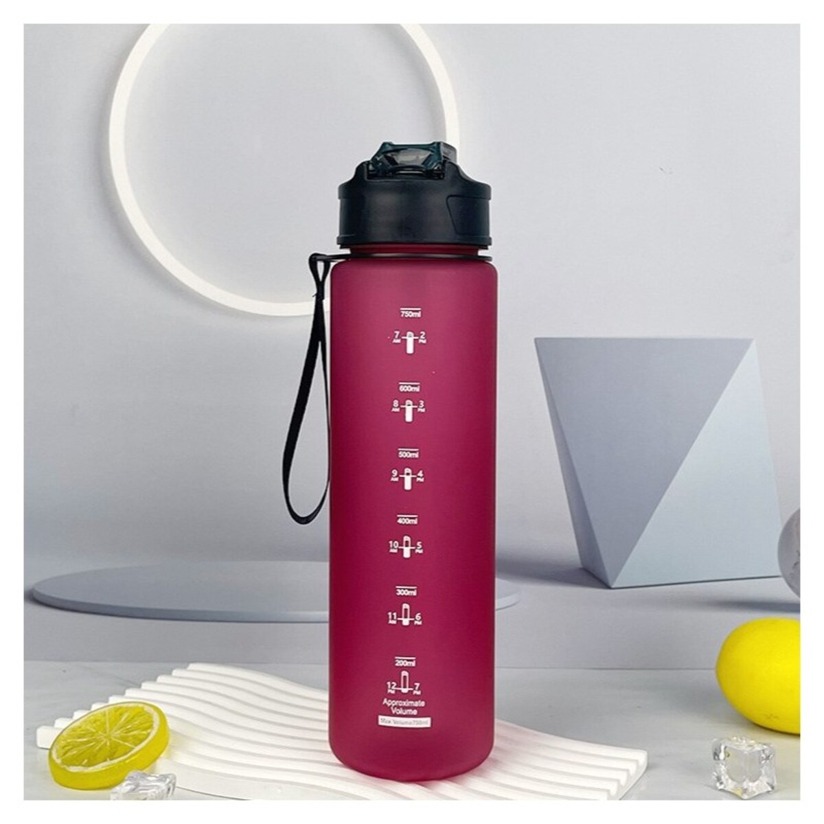 Butelka na wodę, sportowy bidon matowy 750ML bordowy ECARLA SPORTS BD49