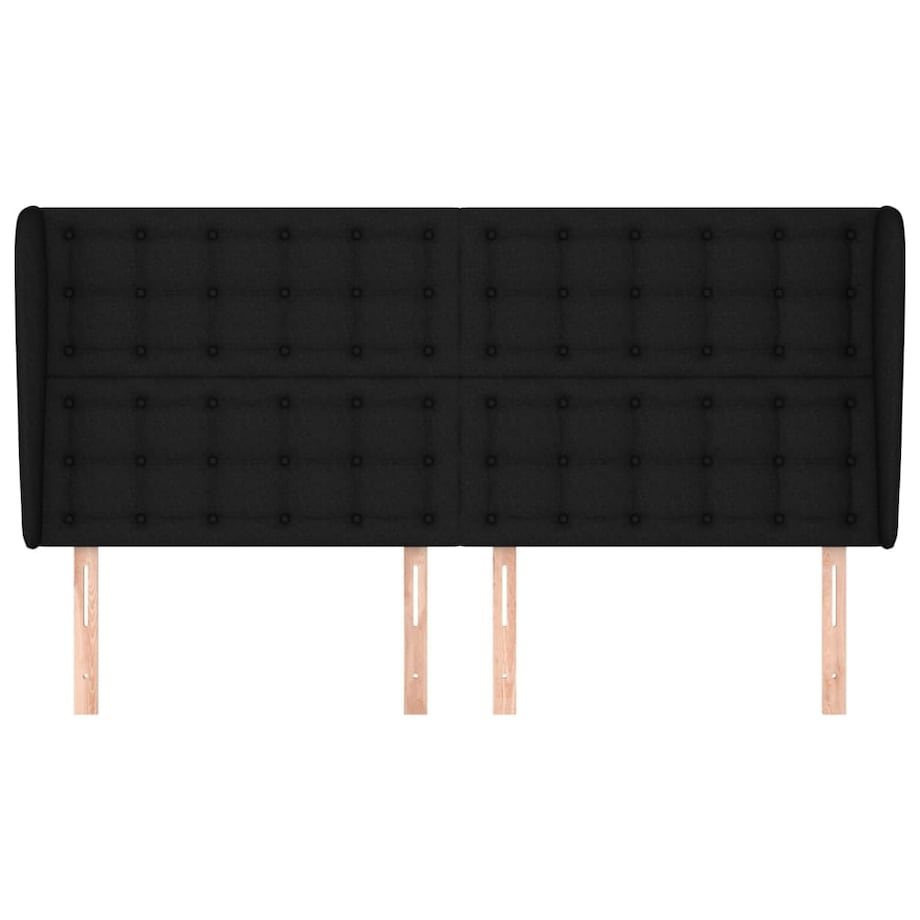 vidaXL Zagłówek uszak, czarny, 203x23x118/128 cm, tkanina