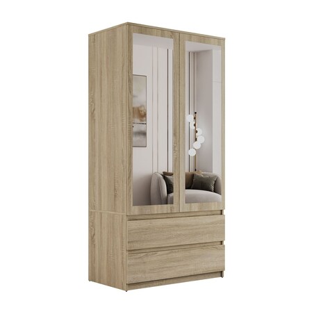 Dwudrzwiowa szafa HANA SS-90 z lustrem, dąb sonoma