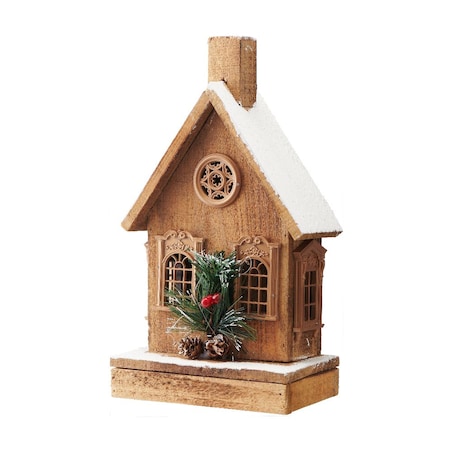 VILLA ITALIA Dekoracja świąteczna LED domek drewniany 29 cm SAN NICOLA