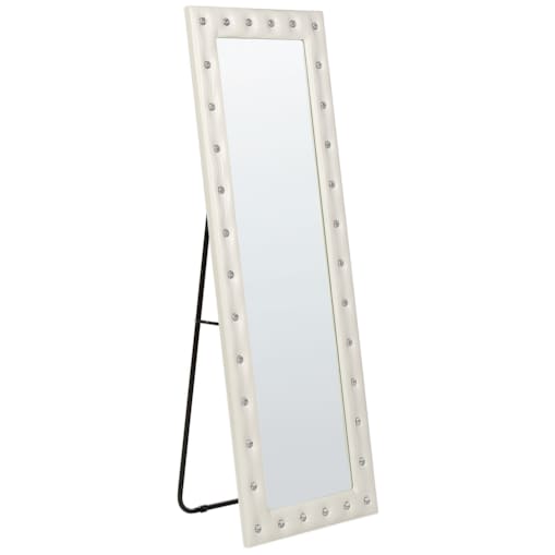 Lustro stojące ekoskóra 50 x 150 cm białe ANSOUIS