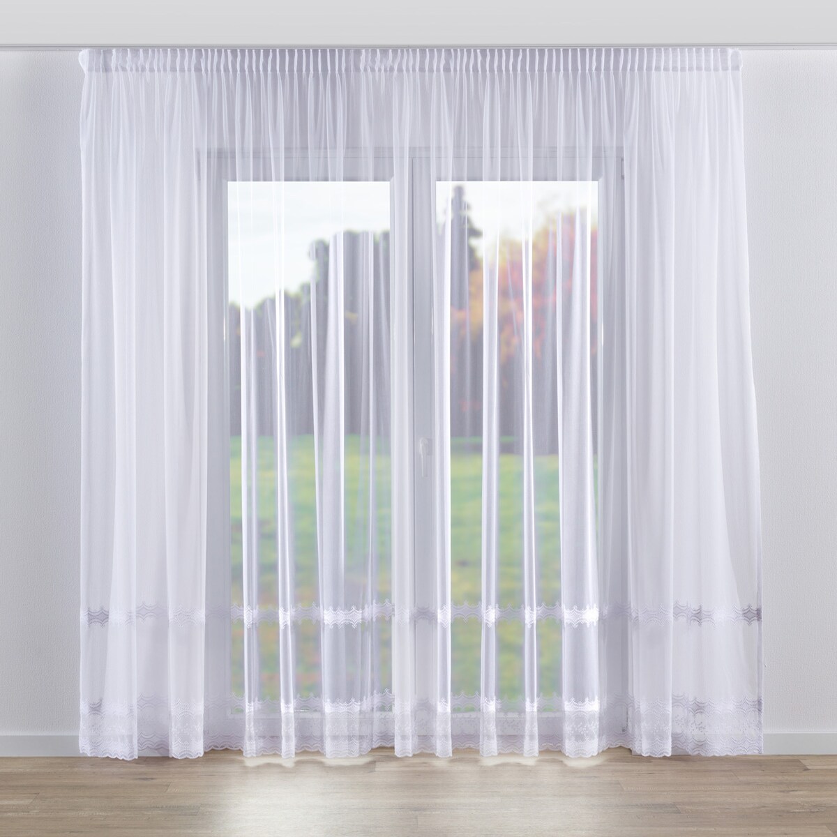 Firana na taśmie 300x245 biały ze wzorem