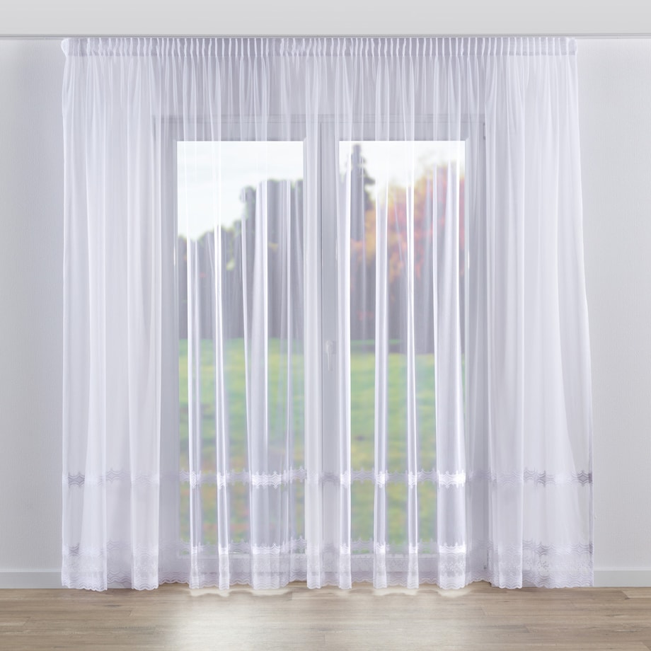 Firana na taśmie 300x245 biały ze wzorem