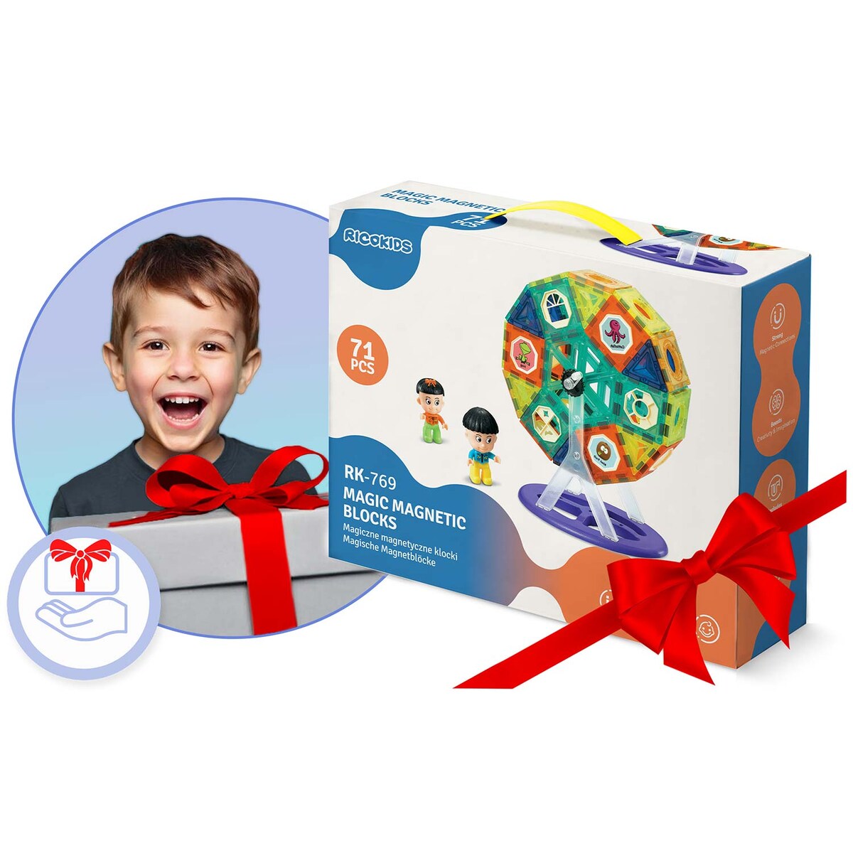 Klocki magnetyczne karuzela konstrukcyjne 3d Ricokids