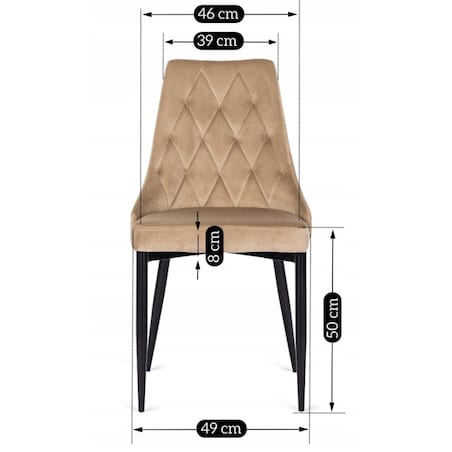 Krzesło Tapicerowane Welurowe Do Salonu Jadalni Loft Velvet Beżowe CORK