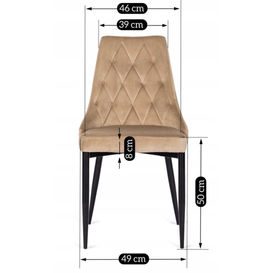 Krzesło Tapicerowane Welurowe Do Salonu Jadalni Loft Velvet Beżowe CORK