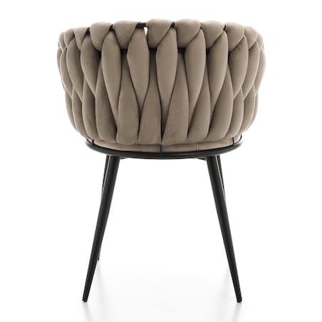 Krzesło tapicerowane plecione glamour salon welurowe LATINA ciemnobeżowa