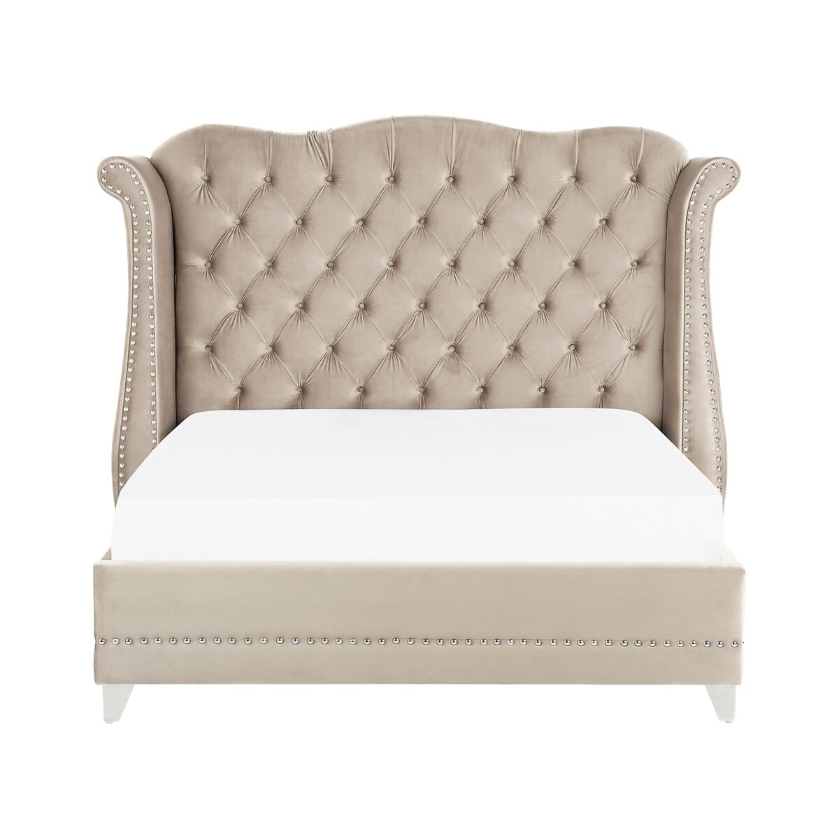 Łóżko welurowe 160 x 200 cm beżowe AYETTE