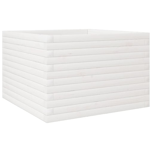 vidaXL Donica ogrodowa, biała, 70x70x45,5 cm, lite drewno sosnowe