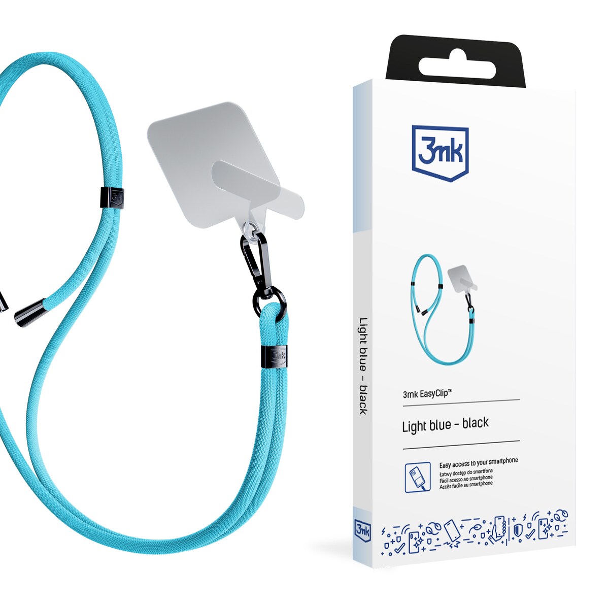 Smycz do telefonu - 3mk EasyClip Light Blue