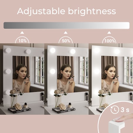 Toaletka BLANCO LOFT LED 100 x 42 x 81 cm, biały wysoki połysk