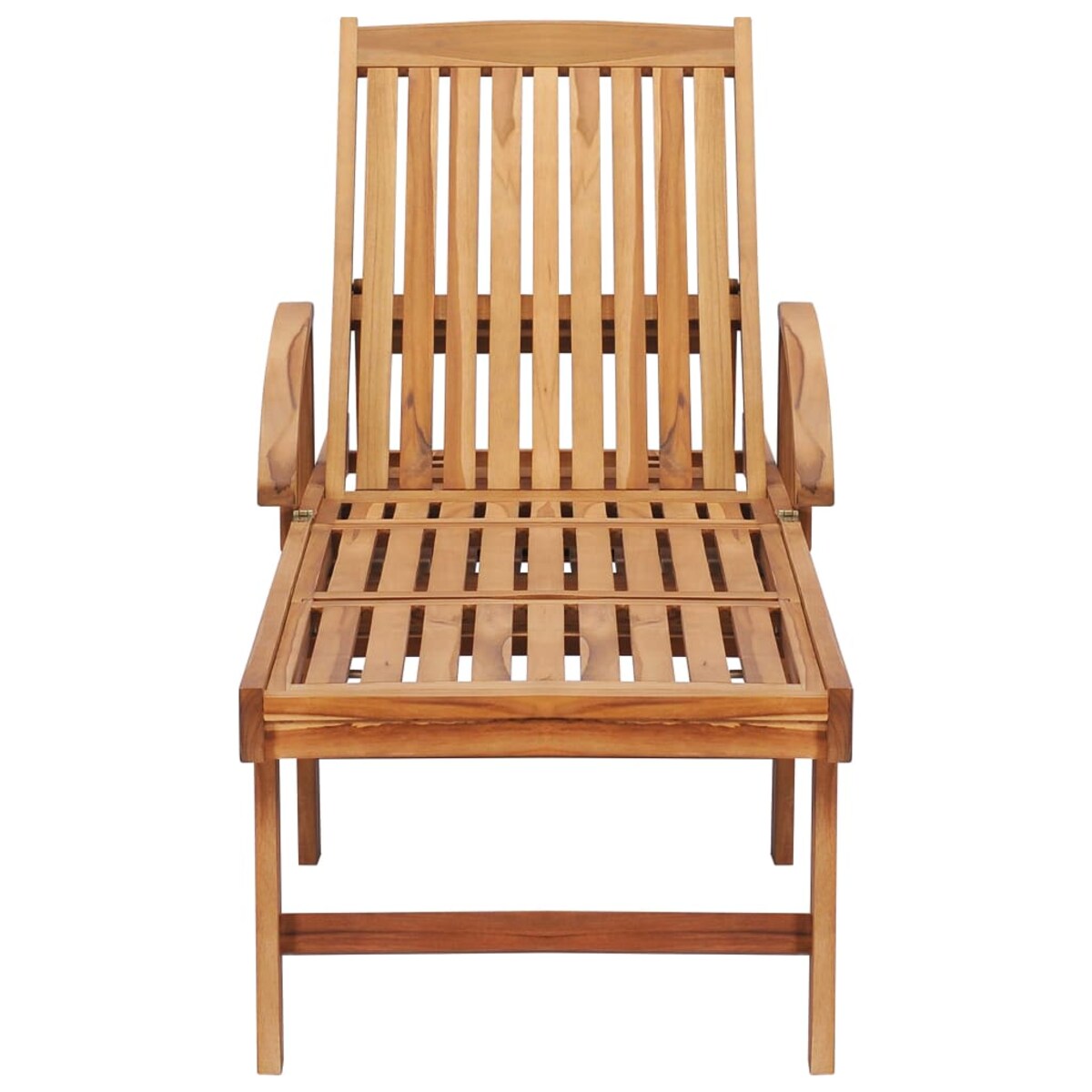 vidaXL Leżak ze stolikiem i poduszką, lite drewno tekowe