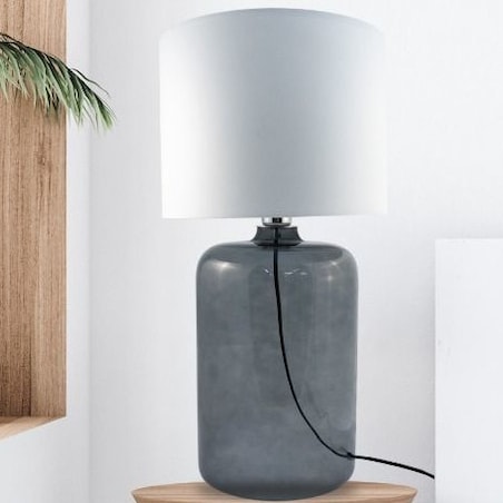 Abażurowa LAMPA stołowa AMARSA 5509WH Zumaline stojąca LAMPKA szklana nocna biała grafitowa