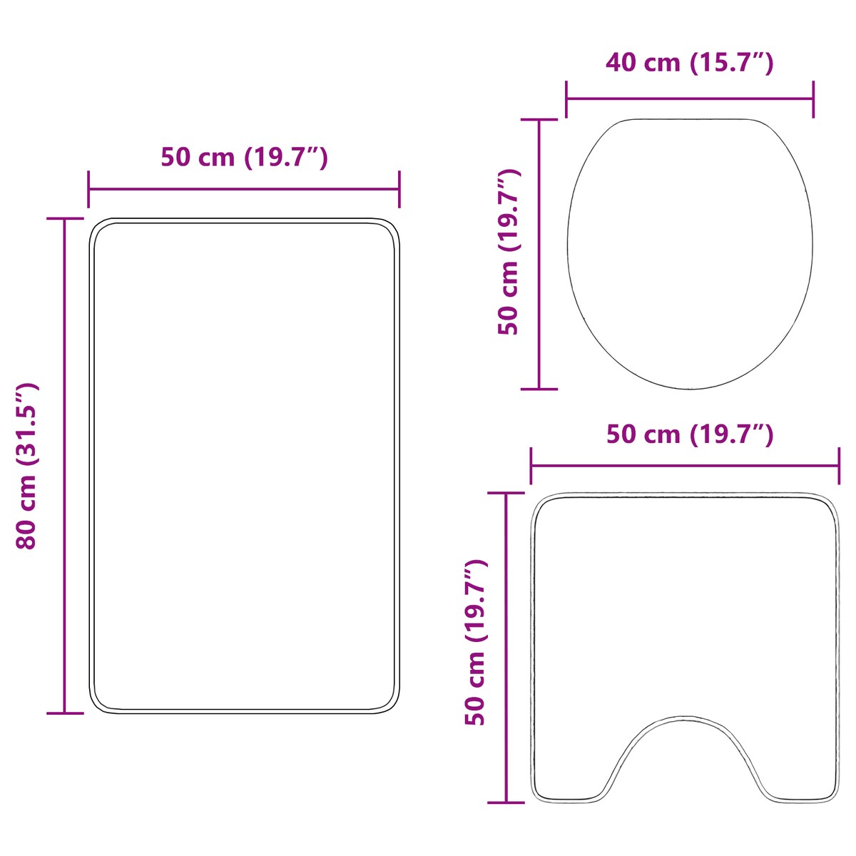 vidaXL 3-częściowy zestaw mat łazienkowych ciemnoszary polipropylen antypoślizgowy