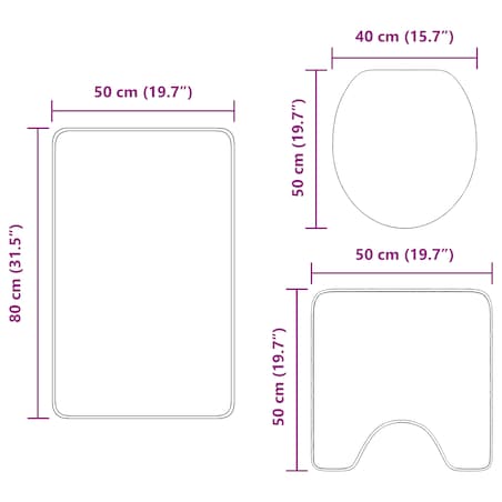 vidaXL 3-częściowy zestaw mat łazienkowych ciemnoszary polipropylen antypoślizgowy