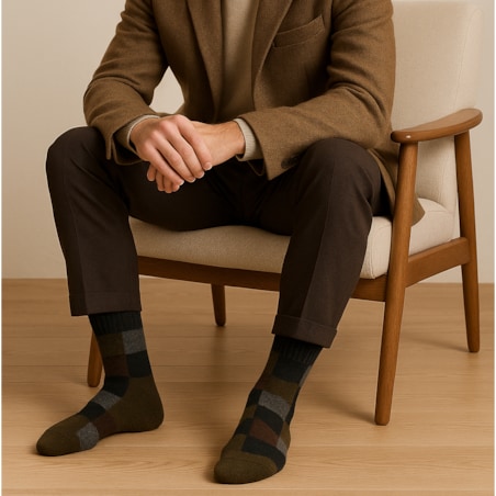 Wełniane skarpety w klasyczną kratę – rozmiar 39–43