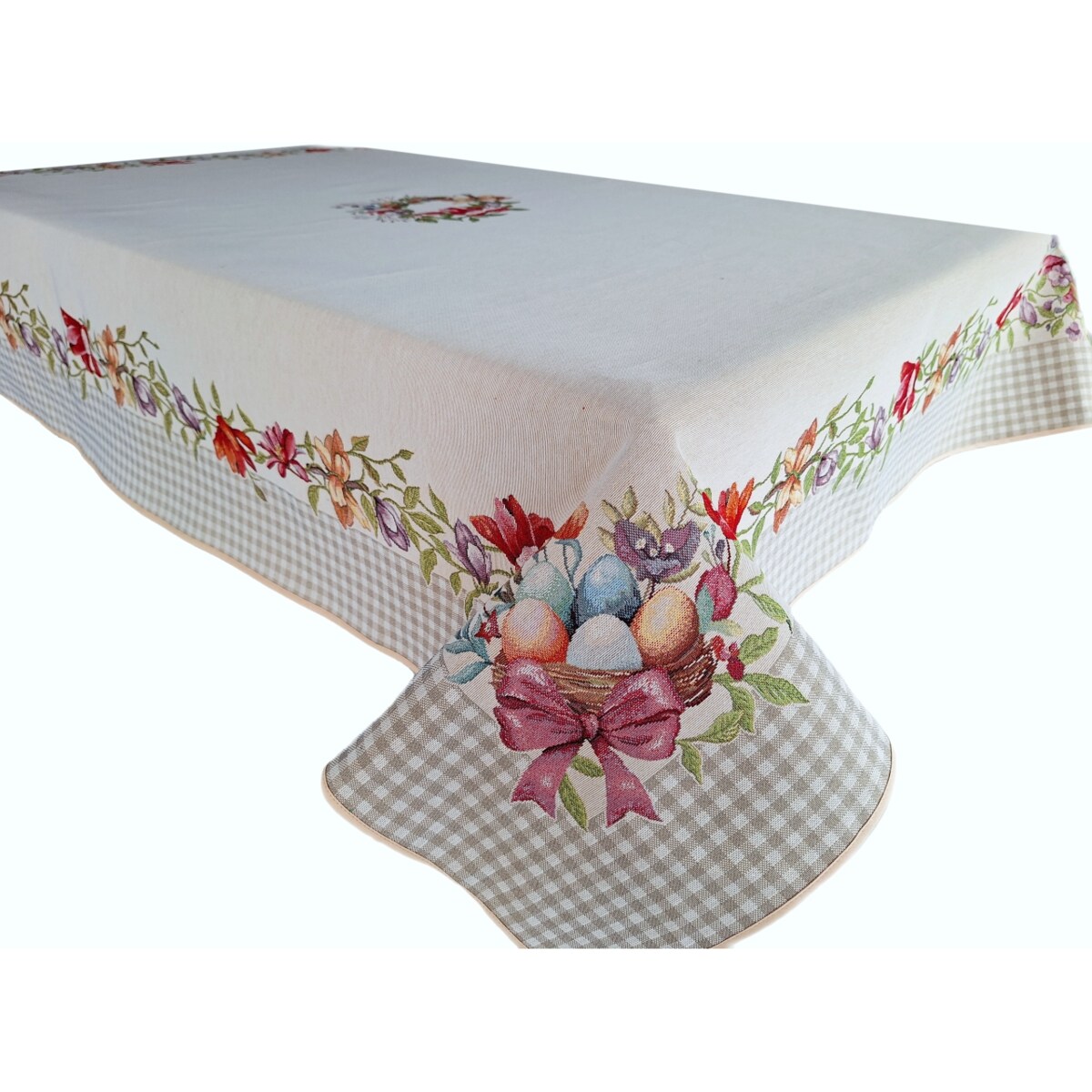 Obrus Wielkanocny 140X180 Cm Na Stół Ozdobny Dekoracyjny Kwiaty