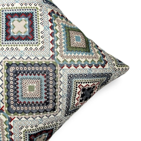 Poduszka gobelinowa w kratkę 45x45 Keto niebieska