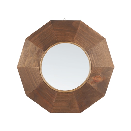 Drewniane lustro ścienne 60 x 60 cm brązowe ASEM
